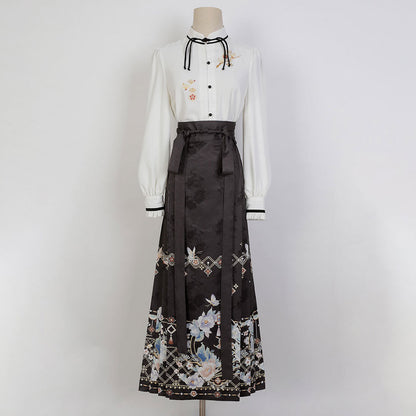 Floral Shirt Butterfly Skirt Set SE22963