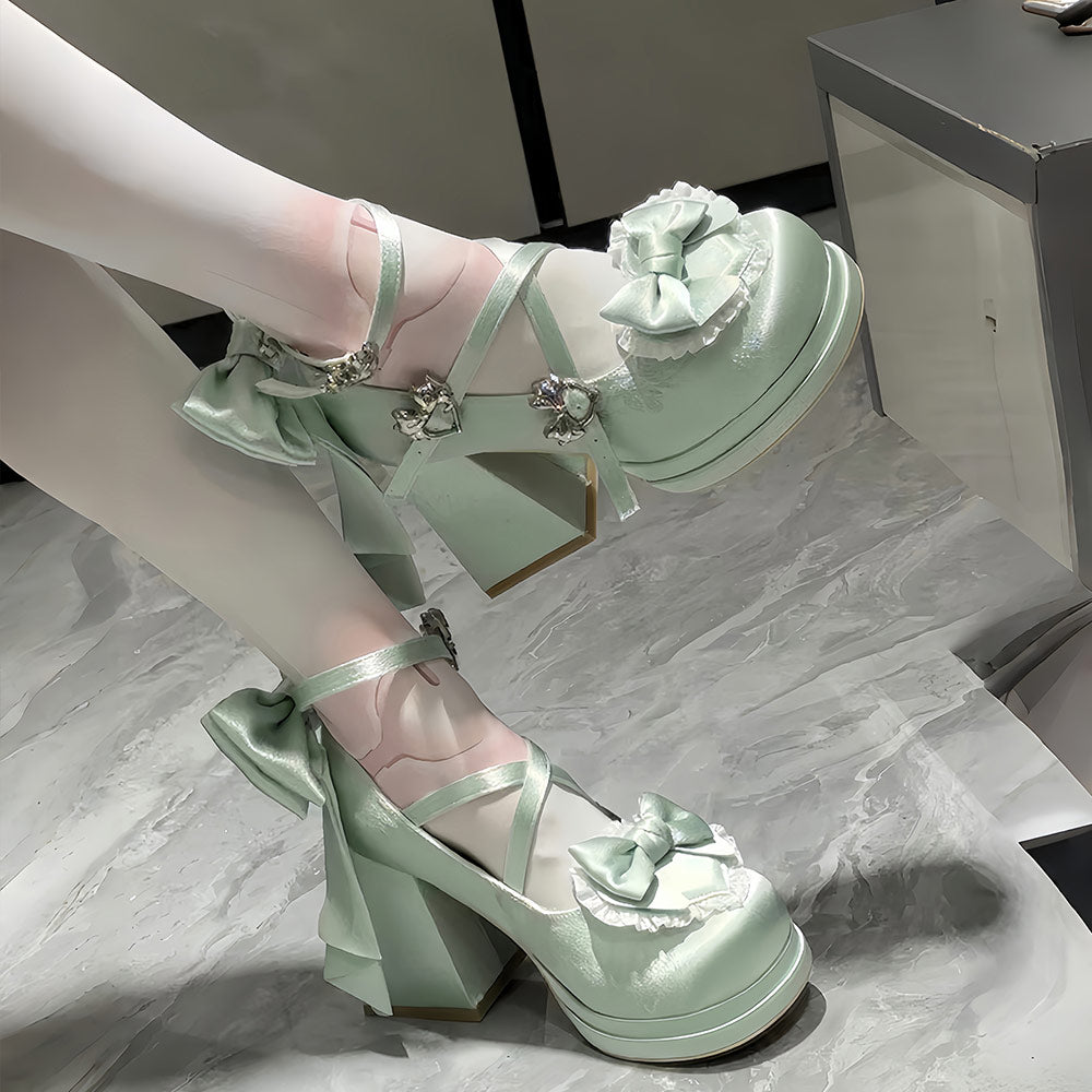 Flower Bow Chunk Shoes SE23742