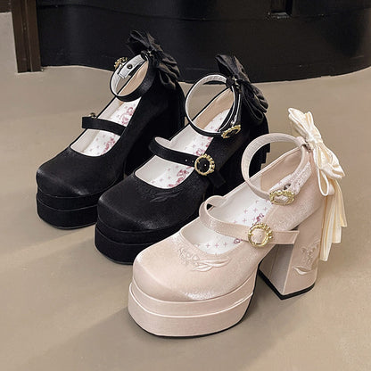 Flower Bow Heels Shoes SE23757