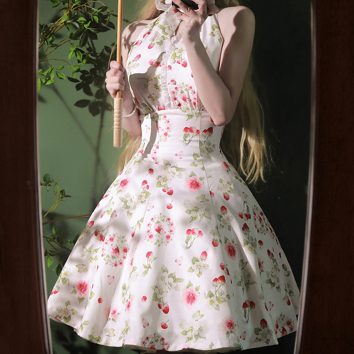 Flower Strawberry Halter Dress SE23600