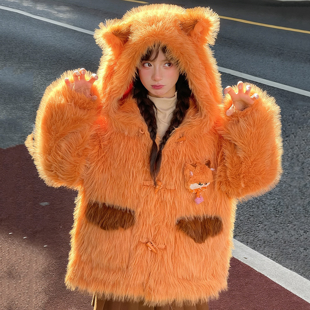 Fox Fleece Hooded Coat SE23813