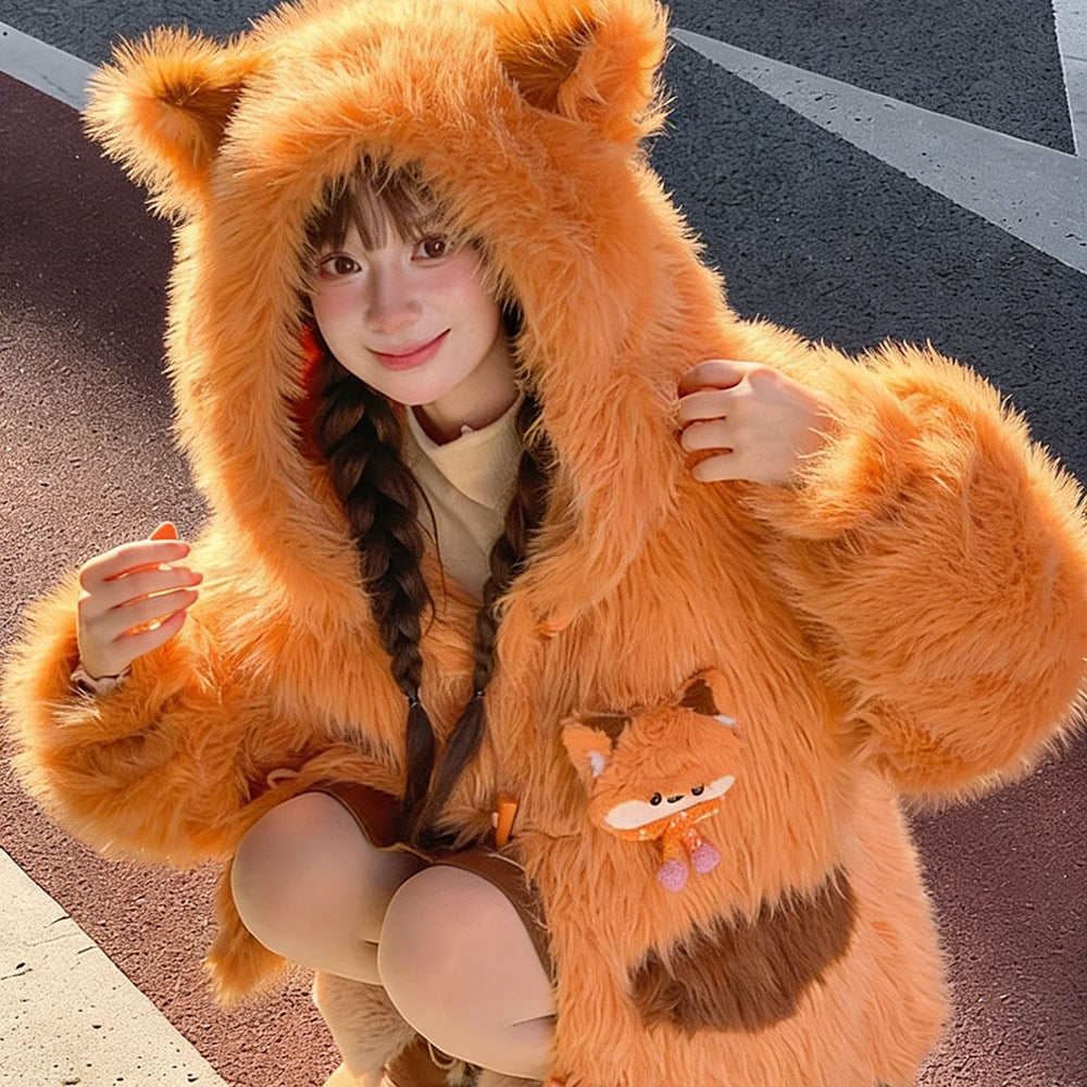 Fox Fleece Hooded Coat SE23813