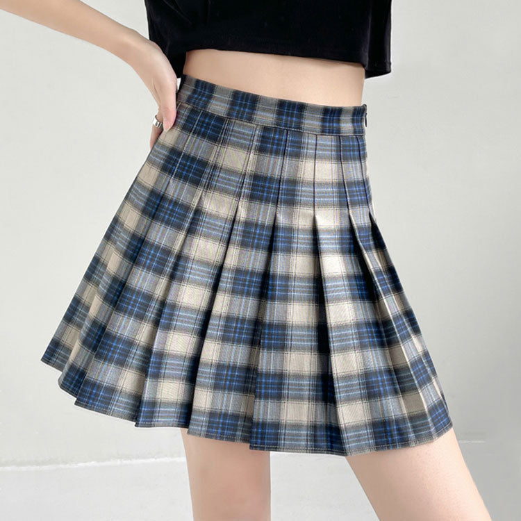 High Waist Plaid Pleated Skirt SE23092