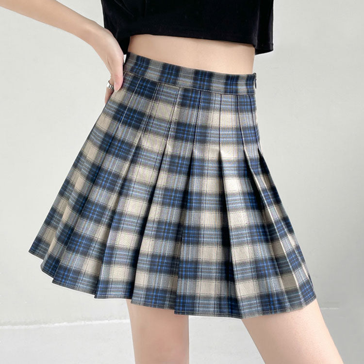 Review For High-Waisted Plaid Pleated Skirt YV2319 main image 1