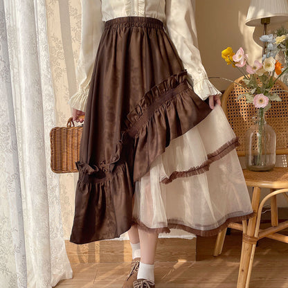 Irregular Mesh Black Skirt SE22760