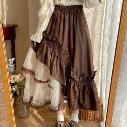 Irregular Mesh Black Skirt SE22760