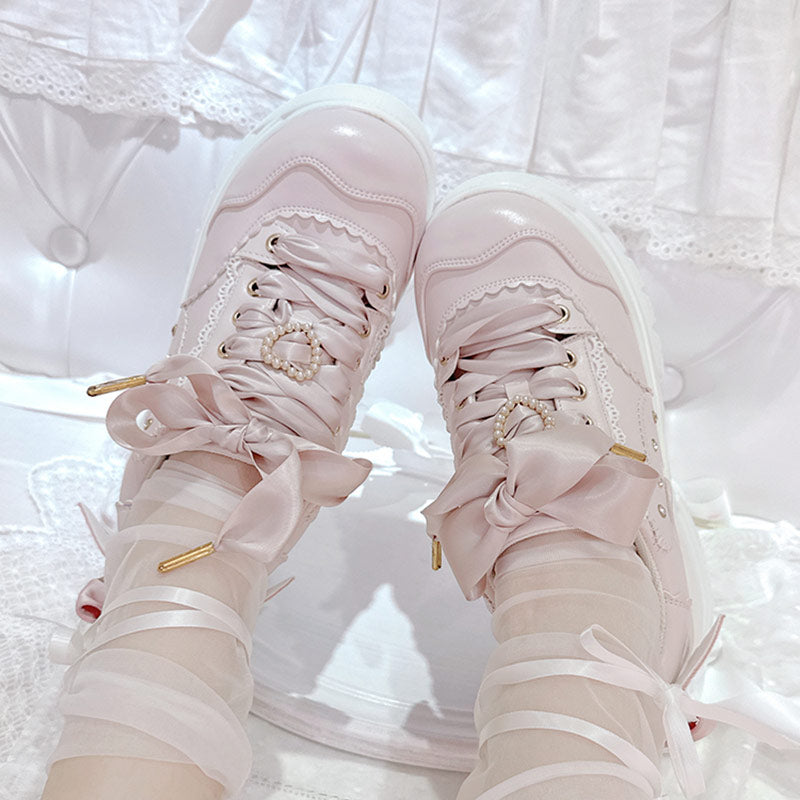 Japanese Bow Lace Platform Shoes SE23766