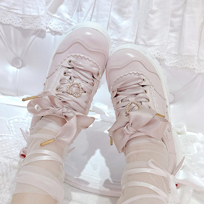 Japanese Bow Lace Platform Shoes SE23766