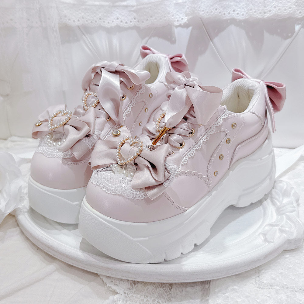 Japanese Bow Lace Platform Shoes SE23766