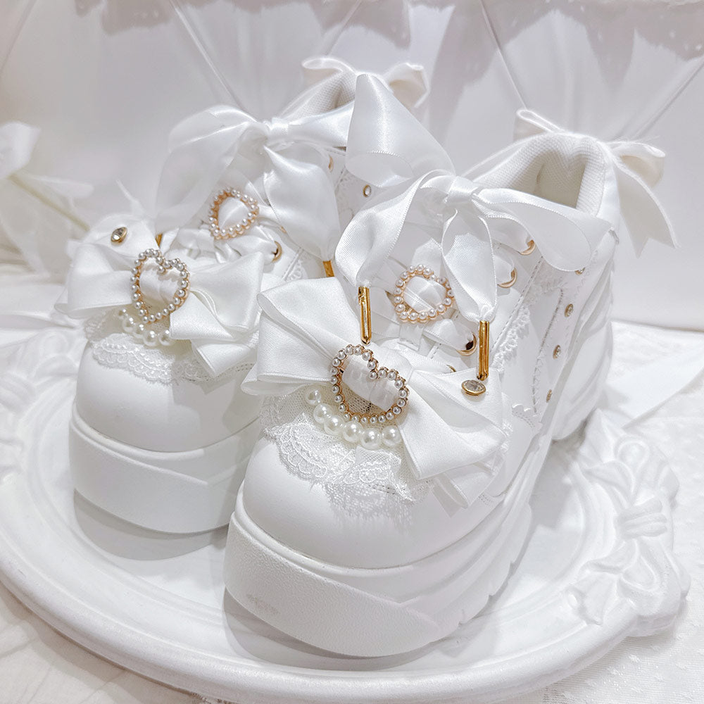 Japanese Bow Lace Platform Shoes SE23766