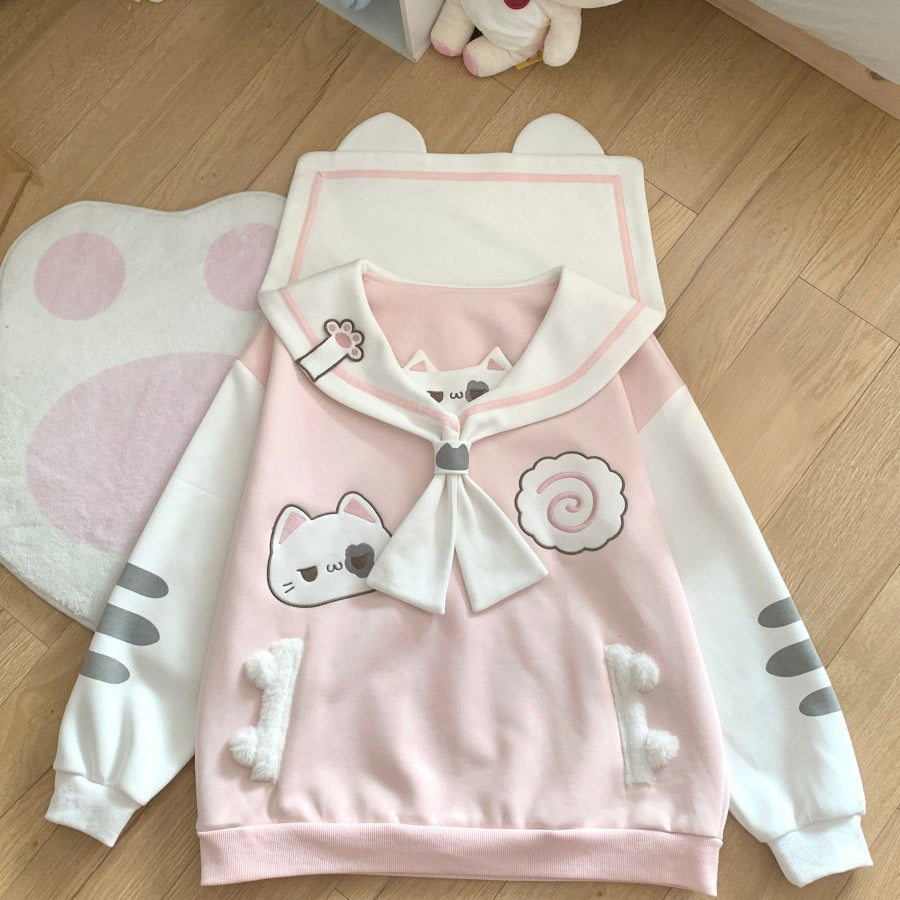 Japanese Navy Cat Ear Sweatshirt SE23778