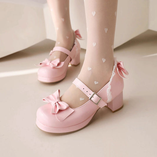 Kawaii Cosplay Lolita Bow Heels Shoes SE22796