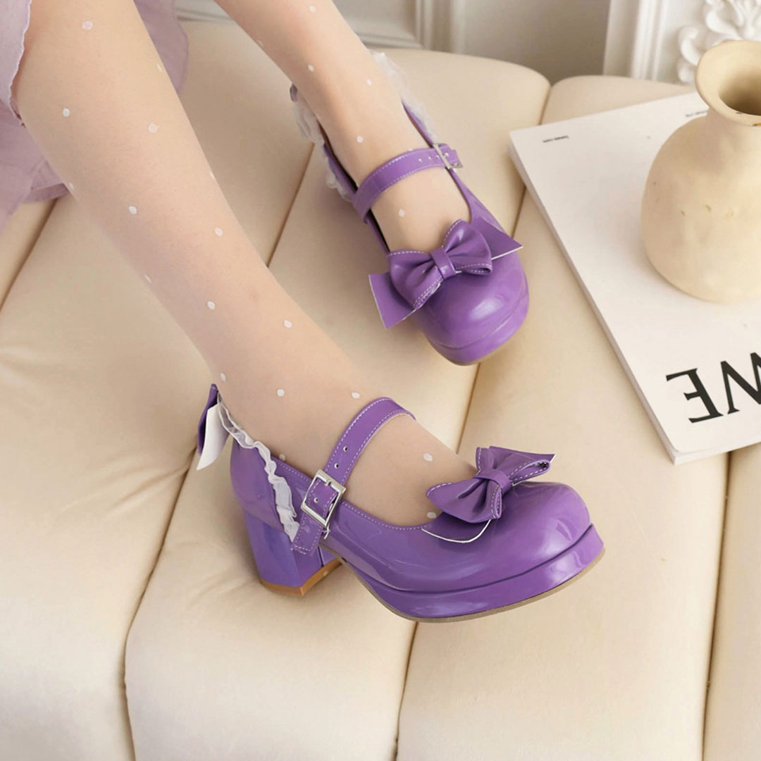Kawaii Cosplay Lolita Bow Heels Shoes SE22796