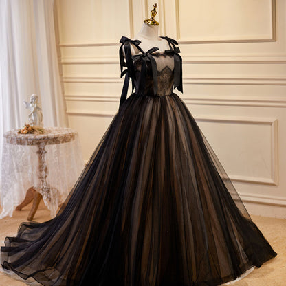 Lace  Bow Black Dress SE23148