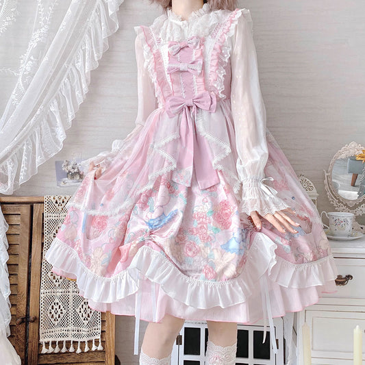 Lace Bow Bunny Flower Sling Dress SE22969