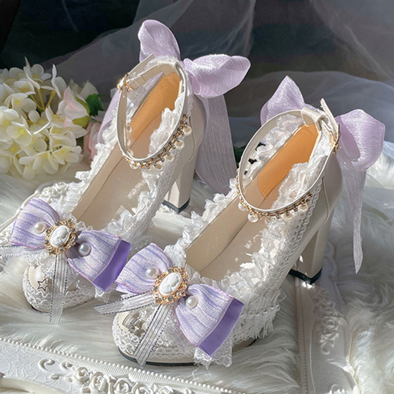 Lace Bow Heel Shoes SE23321