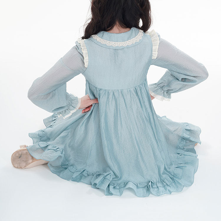 Lace Bow Kawaii Blue Dress SE22909