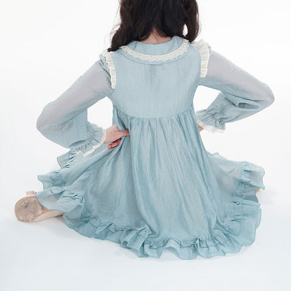 Lace Bow Kawaii Blue Dress SE22909