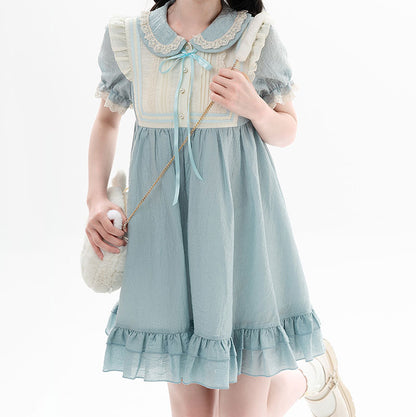 Lace Bow Kawaii Blue Dress SE22909