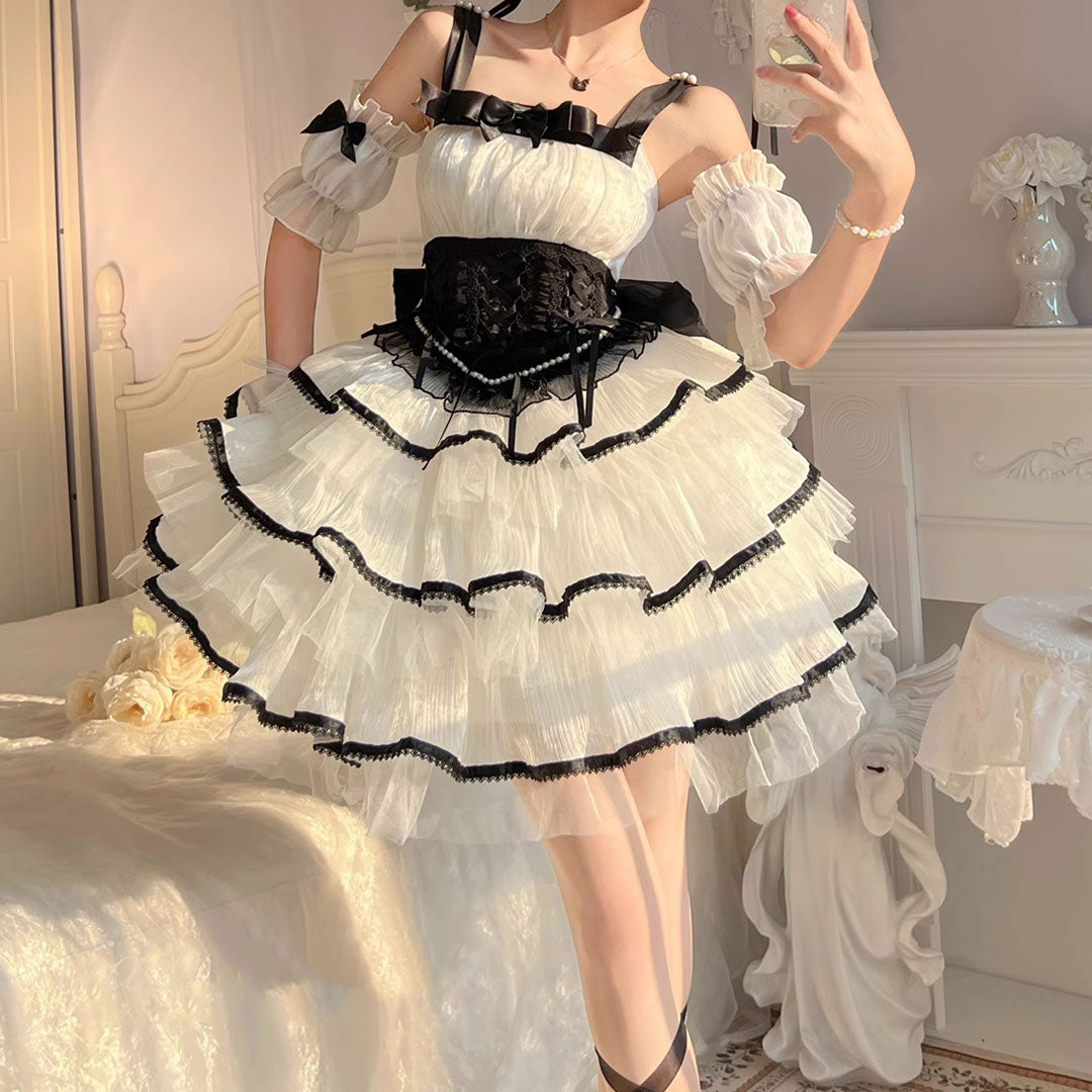 Lace Bow Mesh Lolita Dress SE22885