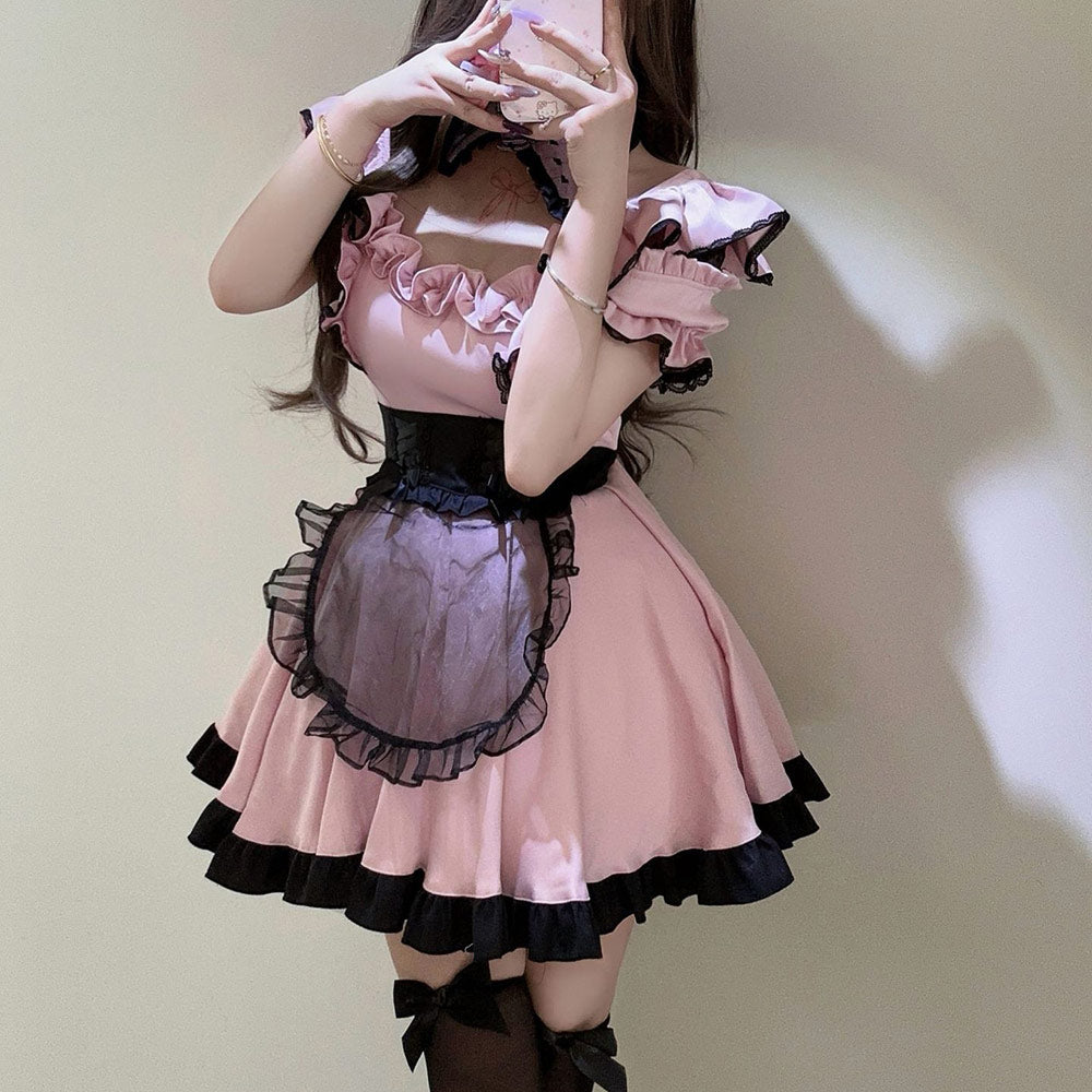 Lace Bow Pink Dress SE23566