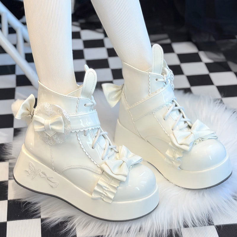 Lace Bow Rabbit Ear Platform Shoes SE23775
