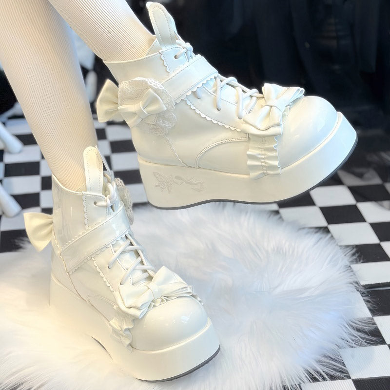 Lace Bow Rabbit Ear Platform Shoes SE23775