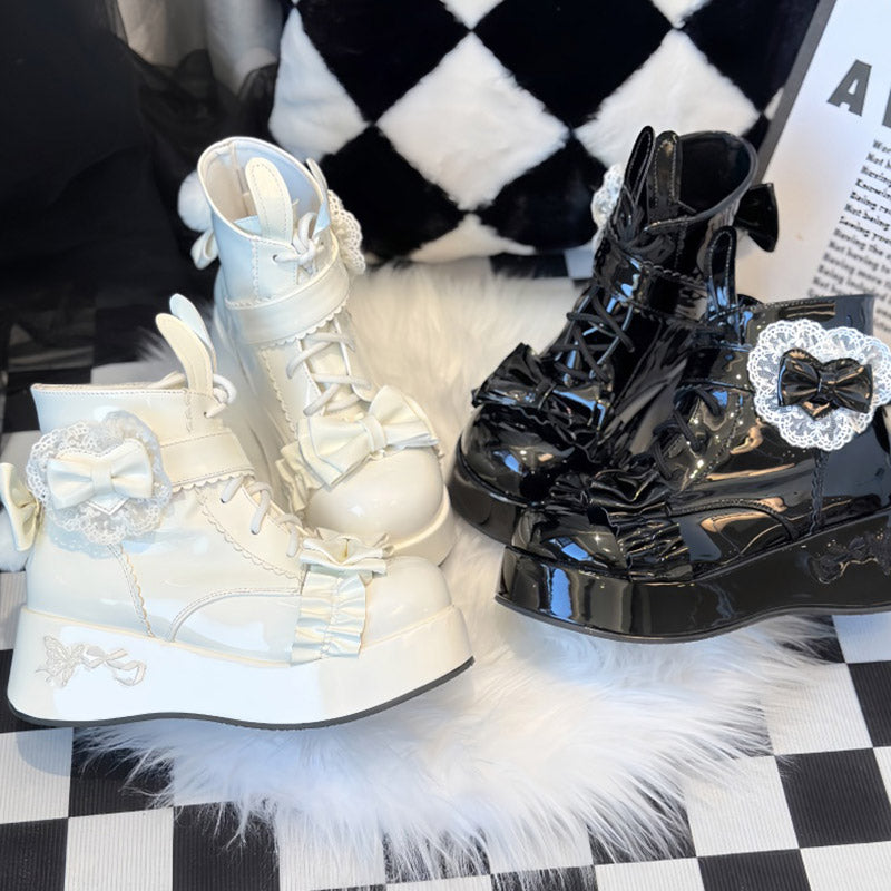 Lace Bow Rabbit Ear Platform Shoes SE23775