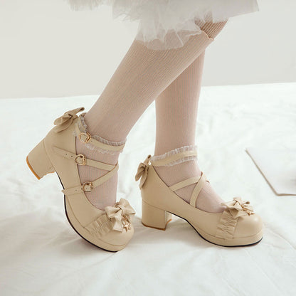 Lace Bow Star Lolita Shoes SE22830
