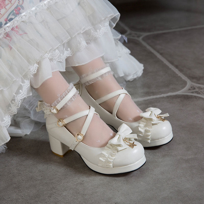 Lace Bow Star Lolita Shoes SE22830