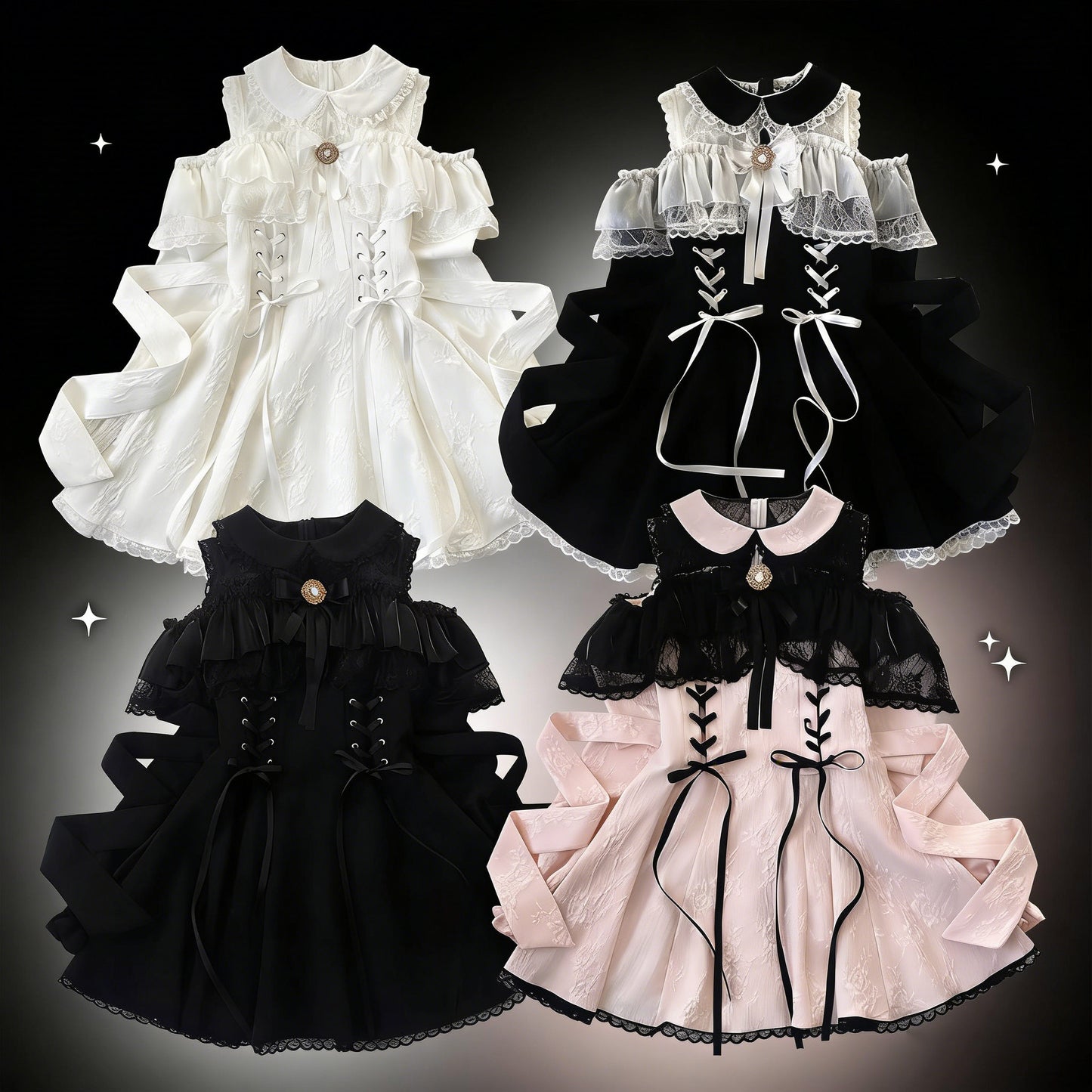 Lace Bow off-shoulder Dress SE23902