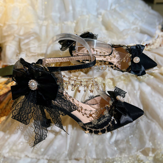 Lace Butterfly Heels Lolita Shoes SE23434