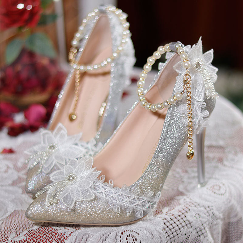 Lace Floral Handmade Heels Shoes SE23214