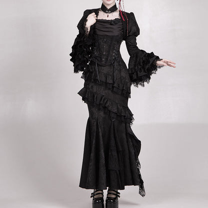 Lace Flower Black Skirt Set SE23472