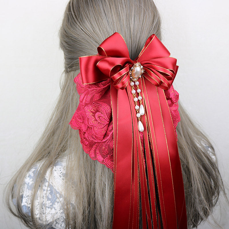 Lace Flower Bow Hair Clip SE23008