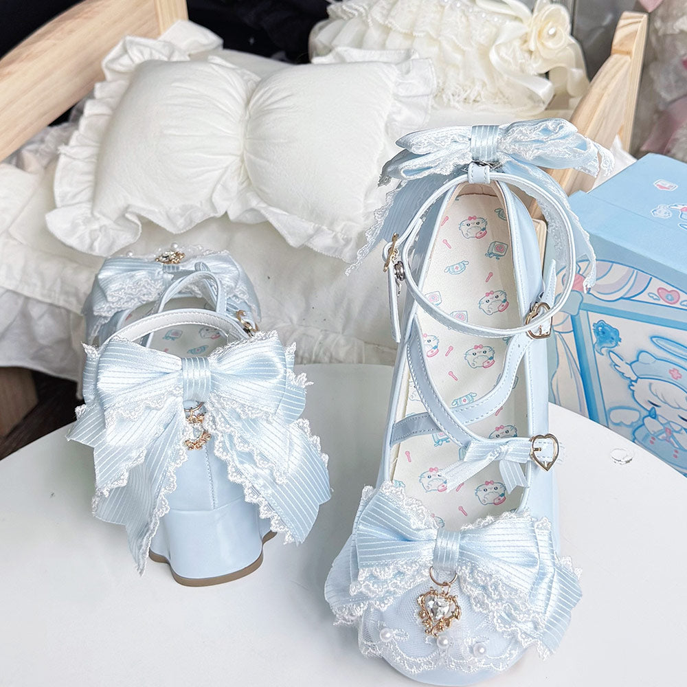 Lace Flower Bow Lolita Shoes SE23703