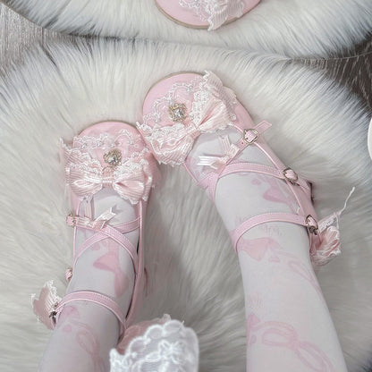 Lace Flower Bow Lolita Shoes SE23703