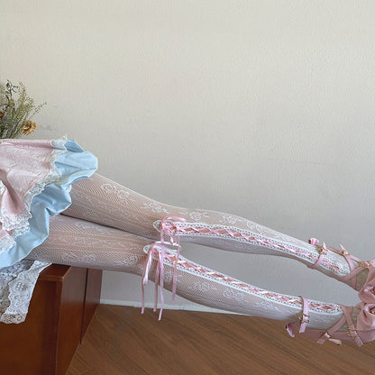 Lace Flower Bow Pantyhose SE23671