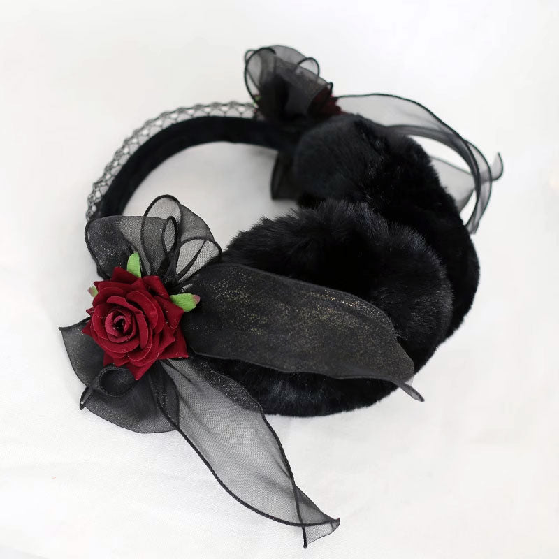 Lace Flower Bow Warm Earmuffs SE22944