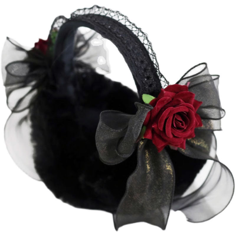 Lace Flower Bow Warm Earmuffs SE22944