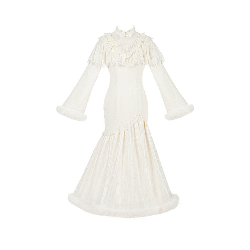 Lace Flower Embroidered Fish Tail Dress SE23878