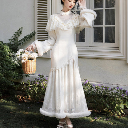 Lace Flower Embroidered Fish Tail Dress SE23878