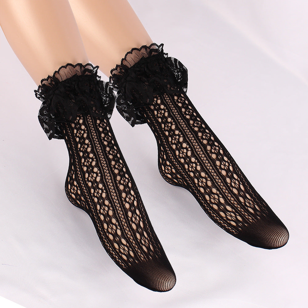 Lace Flower Fishnet Socks SE23679
