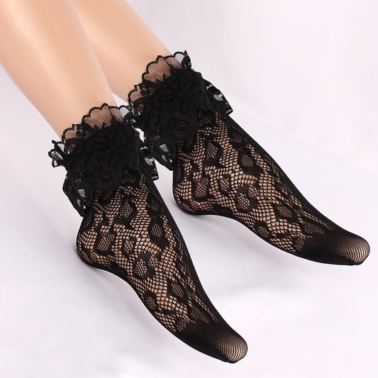 Lace Flower Fishnet Socks SE23679