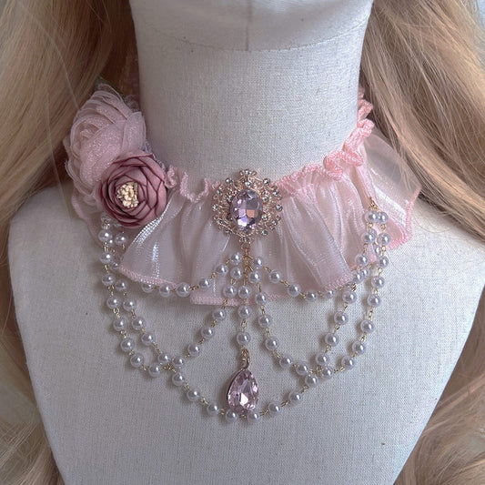 Lace Flower Pearl Necklace SE23617