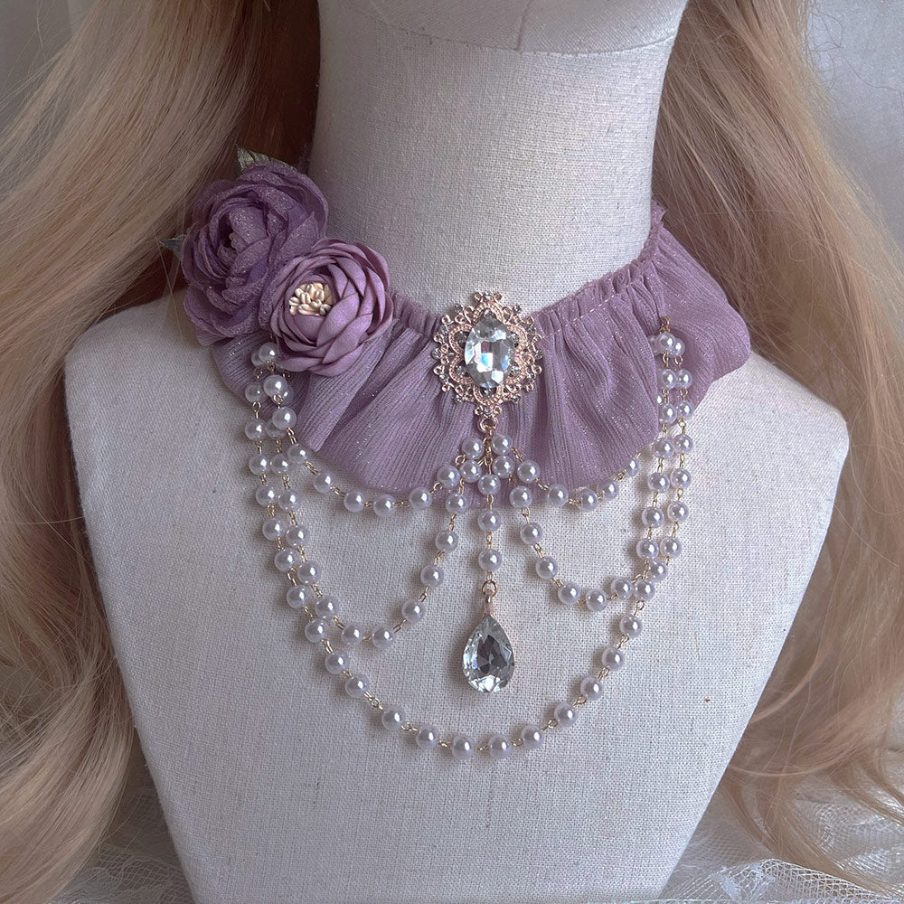 Lace Flower Pearl Necklace SE23617
