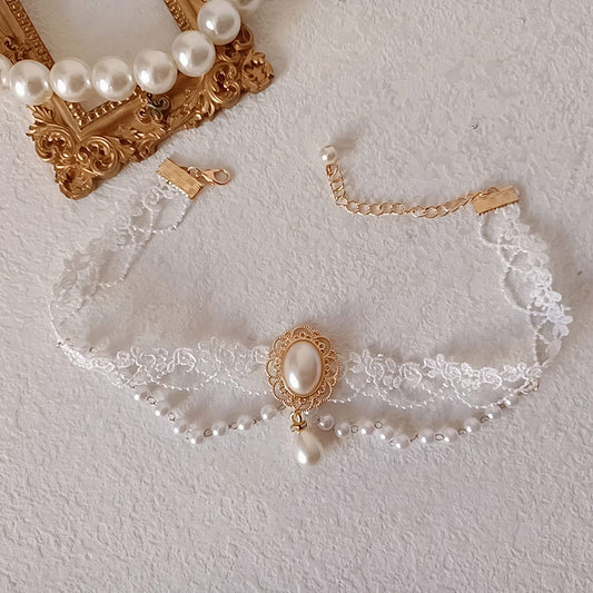 Lace Flower Pearl Necklace SE23622
