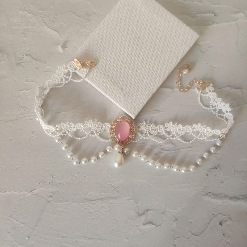 Lace Flower Pearl Necklace SE23622