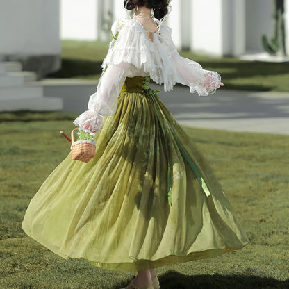 Lace Flower Shirt Skirt Set SE23693