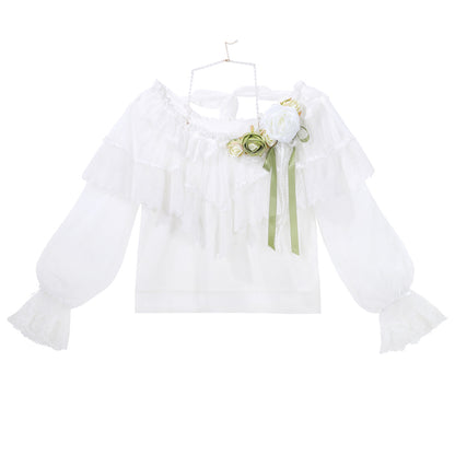 Lace Flower Shirt Skirt Set SE23693